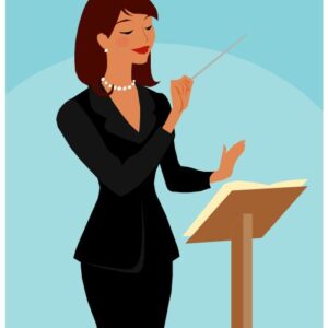 A woman teaches a music class